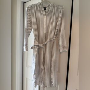 GAP Gray and Cream Striped Linen Dress